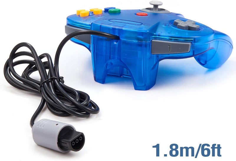 miadore 4 Pack Classic 64 Controller, Wired N64 Controllers with Upgraded Joystick (Non PC USB Version) (Black/Clear Green/Clear Blue/Clear Orange) - Image 5